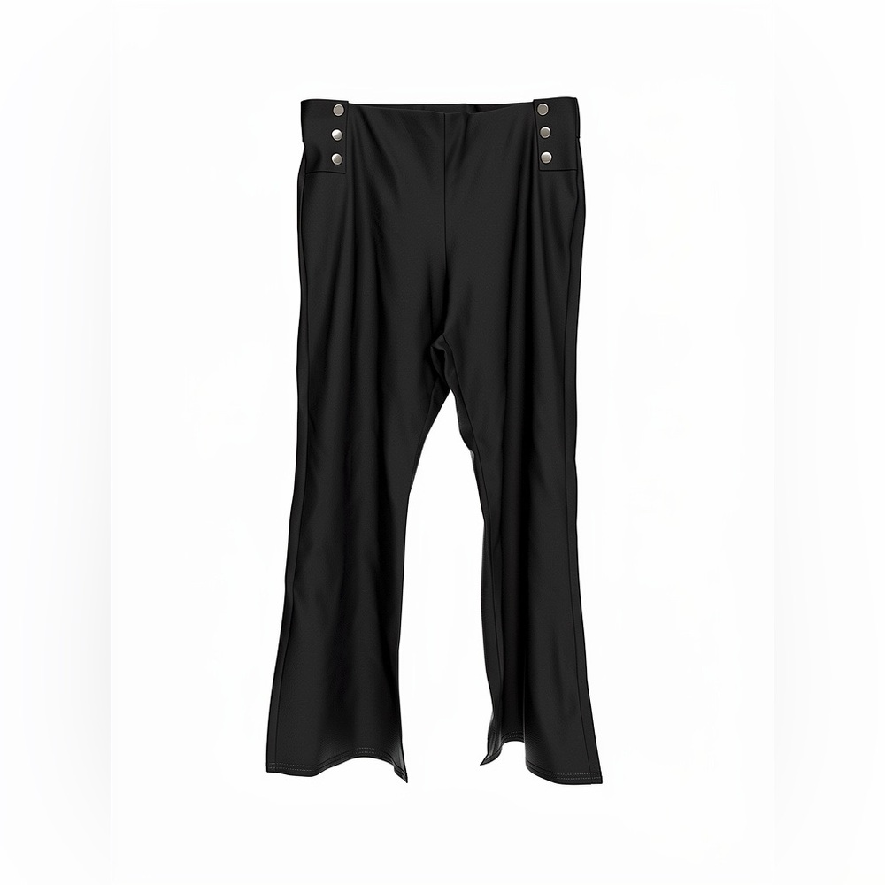 Maze Collection Black Ponte Pants Size‎ 3X Button Detail Flare Leg